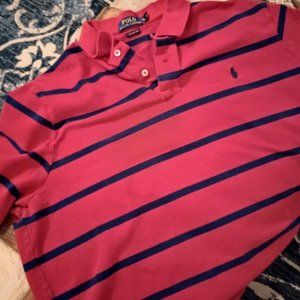 Polo by Ralph Lauren Red and Navy Striped Classic Fit Polo